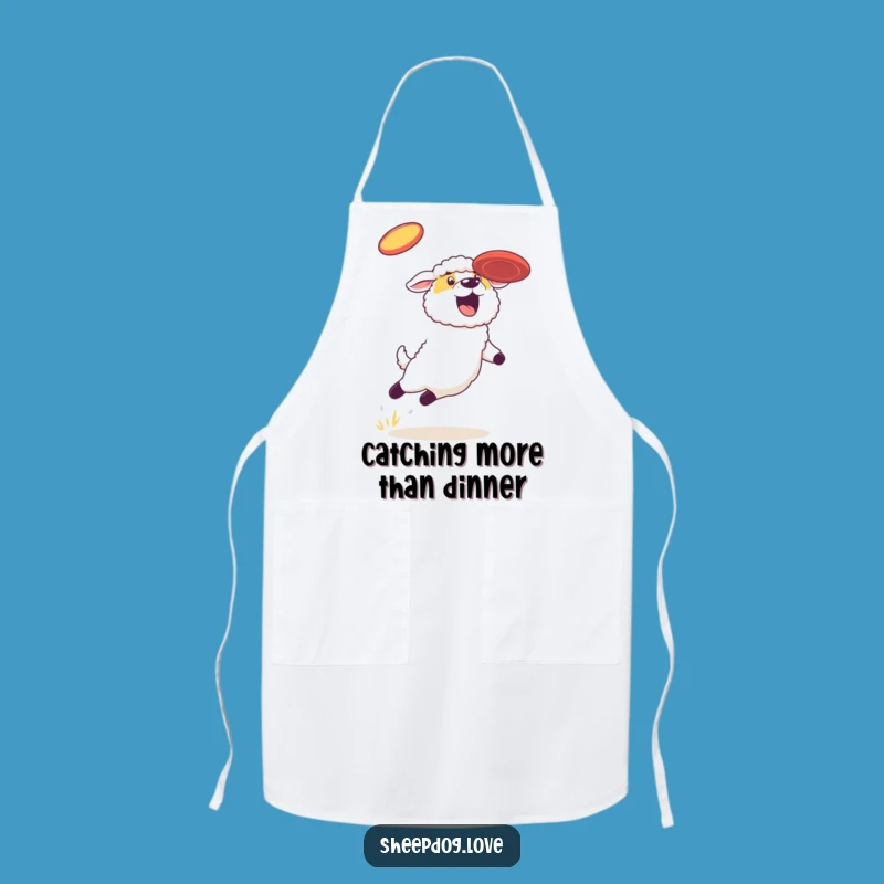 Funny Sheepdog Frisbee Chef Apron: Cook Up Laughs in the Kitchen!