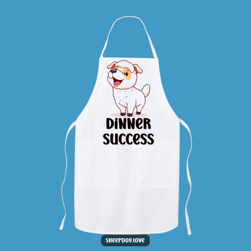 Funny Happy Tails Sheepdog Chef Apron - Humorous Kitchen Wear for Winners