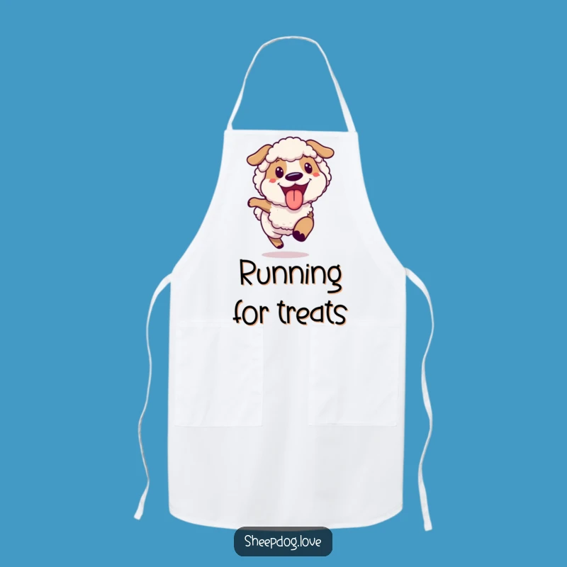 Funny Joyful Sheepdog Running Apron, Hilarious Kitchen Wear for Dog Lovers