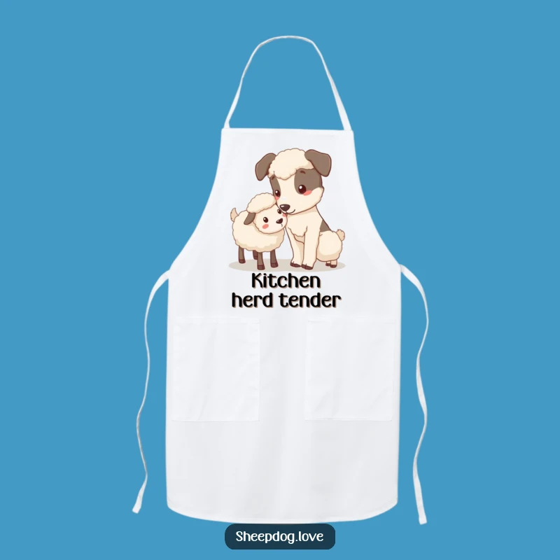 Funny Nudging Sheepdog Apron: Cook with Gentle Care, Great Gift