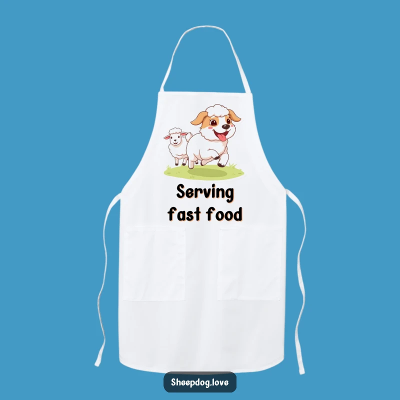 Funny Tongue Out Sheepdog Apron - Chef's Runner Dog Gift for Kitchen Fun