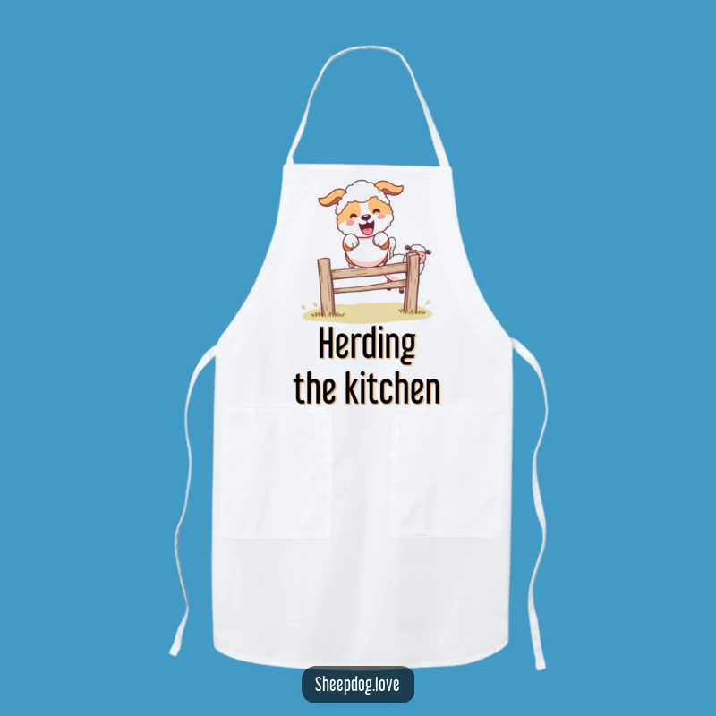 Funny Sheepdog Apron: Farm Leaping Character Kitchenwear, Perfect Funny Farm Gift