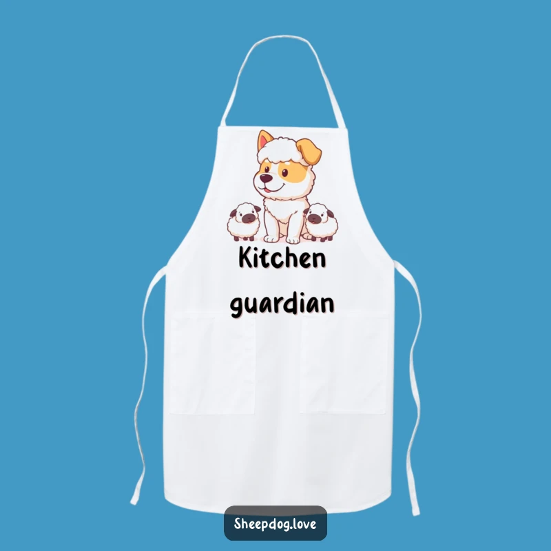 Funny Sheepdog Apron: Determined Happy Watcher, Hilarious Duty Kitchen Wear
