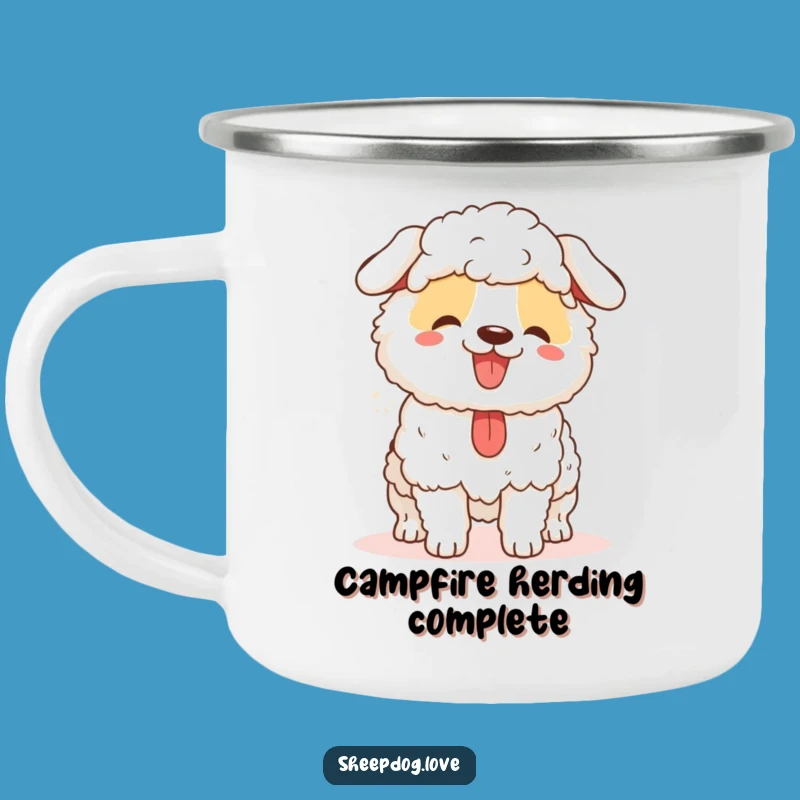 Funny Sheepdog Camping Mug: Happy Herder Enamel Cup, Perfect Outdoor Gift