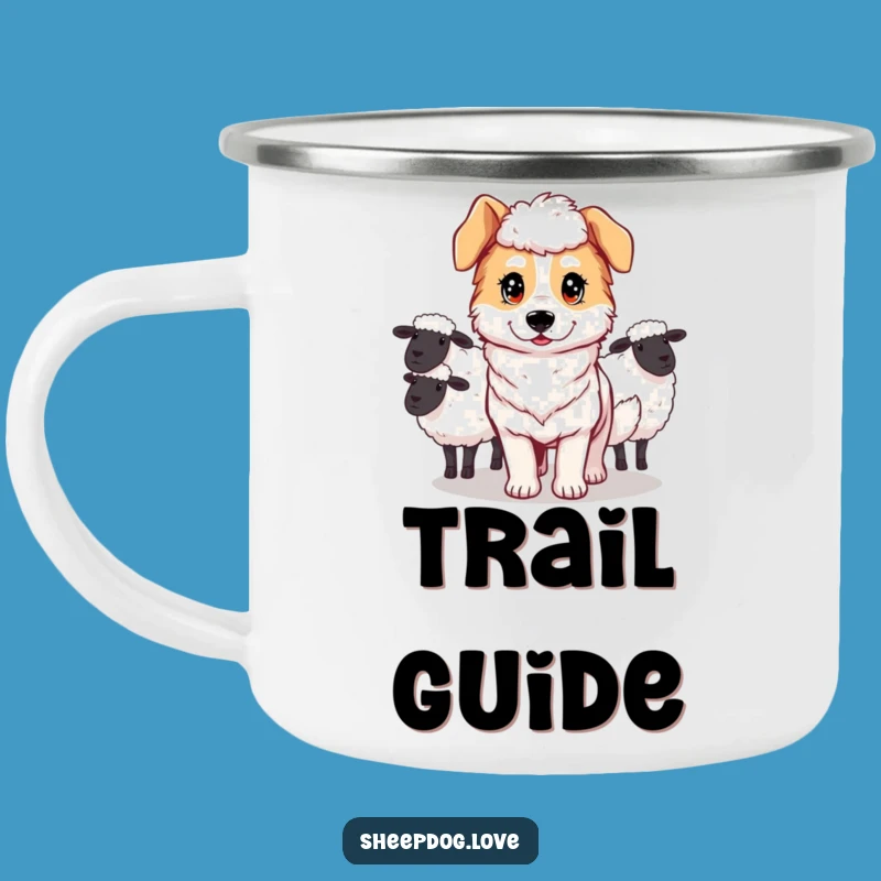 Determined Sheepdog Guiding Camping Mug: Adventure with Purpose