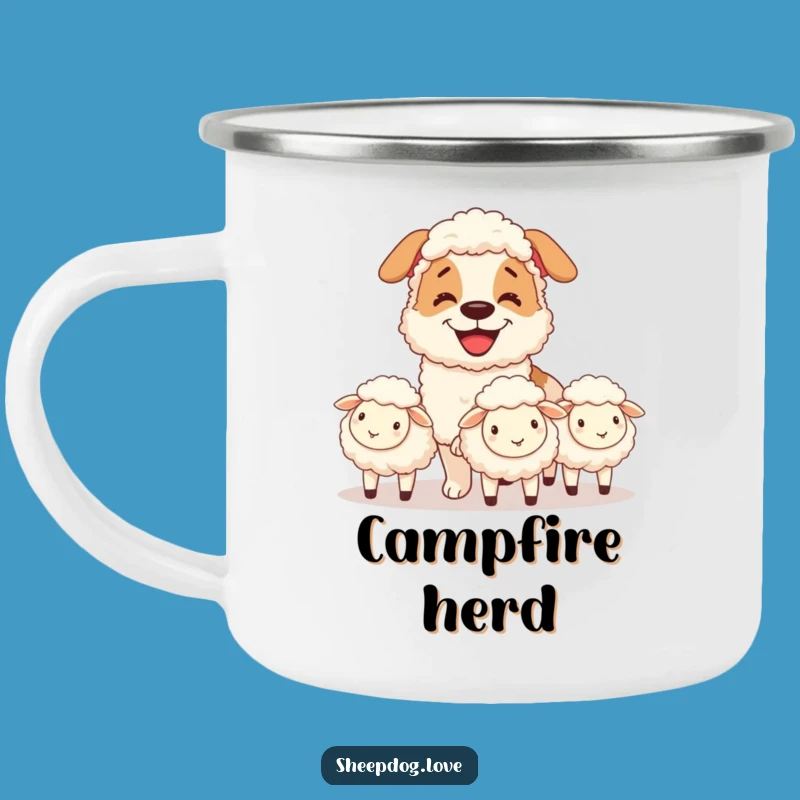 Funny Grinning Sheepdog Camping Mug - Durable Drinkware for Herding Fans