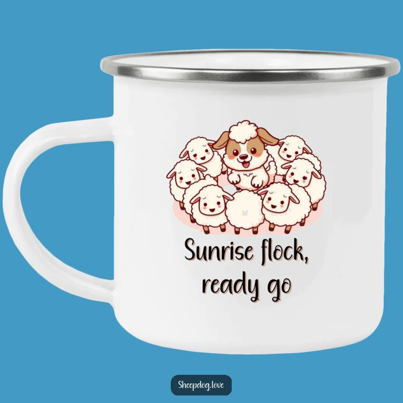 Funny Kawaii Sheepdog Camping Mug - Hilarious Outdoor Gift for Herding Adventures