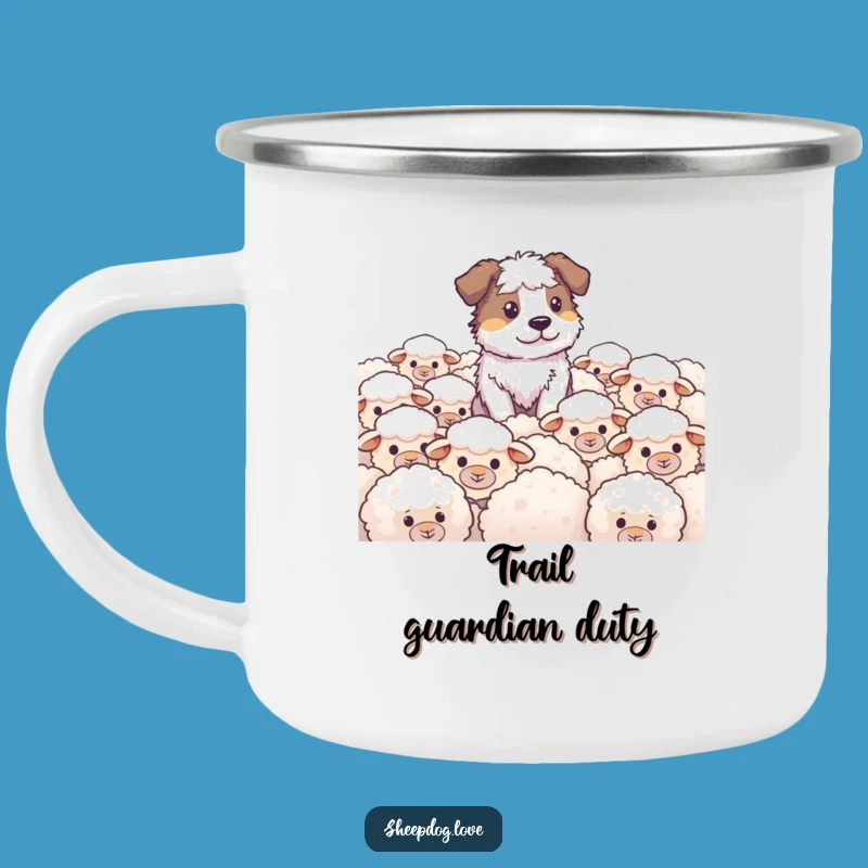 Funny Sheepdog Camping Mug: Durable Herding Dog Watching Fluffy Sheep, Outdoor Humor Gift