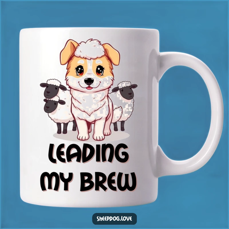 Determined Sheepdog Guiding Mug: Funny Gift for Focused Dog Owners