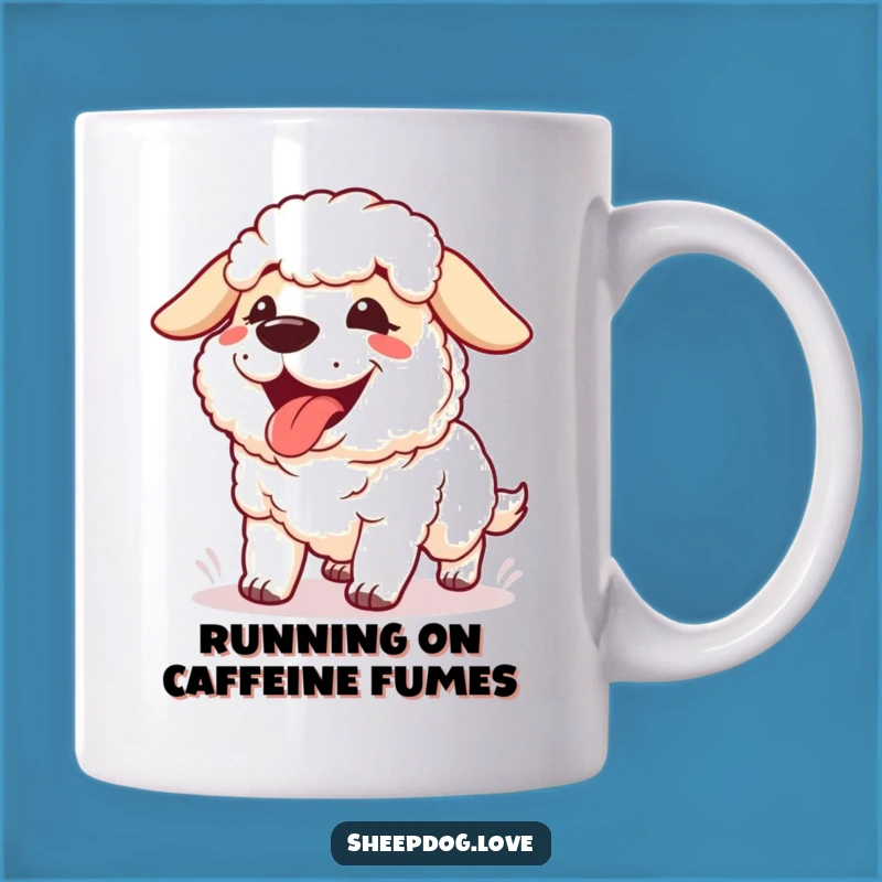 Funny Panting Sheepdog Mug: Happy Runner, Perfect Post-Workout Gift
