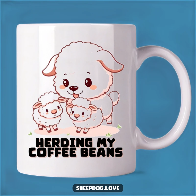 Funny Sheepdog Herding Mug: Playful Fluffy Friend, Perfect Gift for Dog Lovers