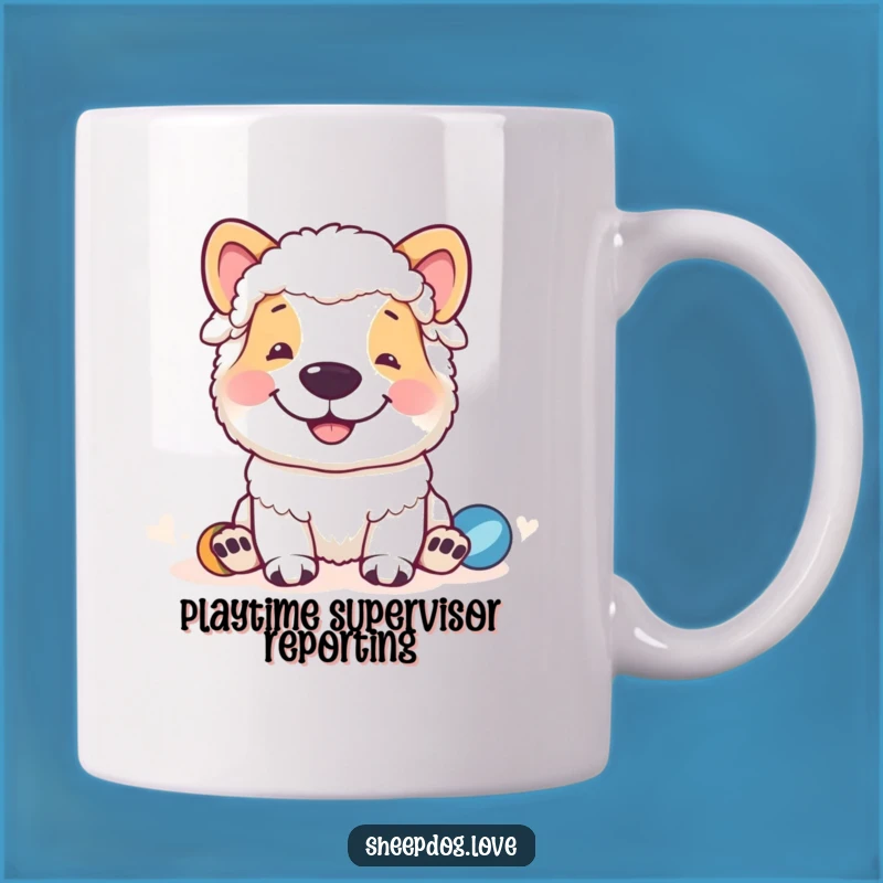 Funny Sheepdog Grin Mug: Playtime Overseer's Hilarious Funny Gift
