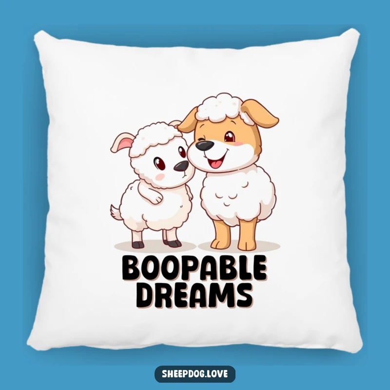 Funny Sheepdog Nudging Sheep Pillow, Comfy Farm Animal Cushion