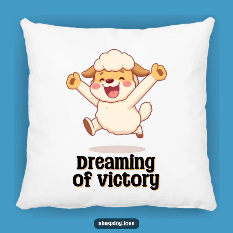 Funny Sheepdog Celebration Pillow: Soft Victory Companion - Adorable Funny Gift!