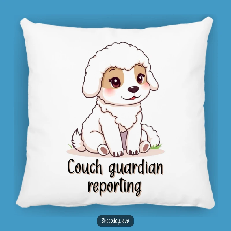 Funny Sheepdog Pillow: Calm Guardian Cushion, Comforting and Humorous Gift