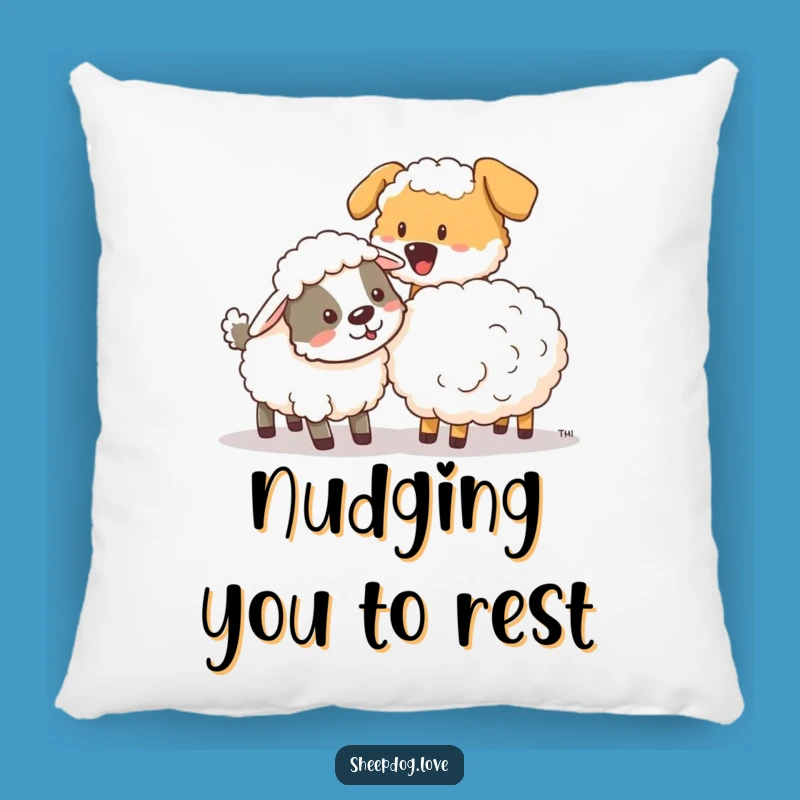 Funny Sheepdog Nudging Pillow - Comfy Accent with Gentle Humor Gift