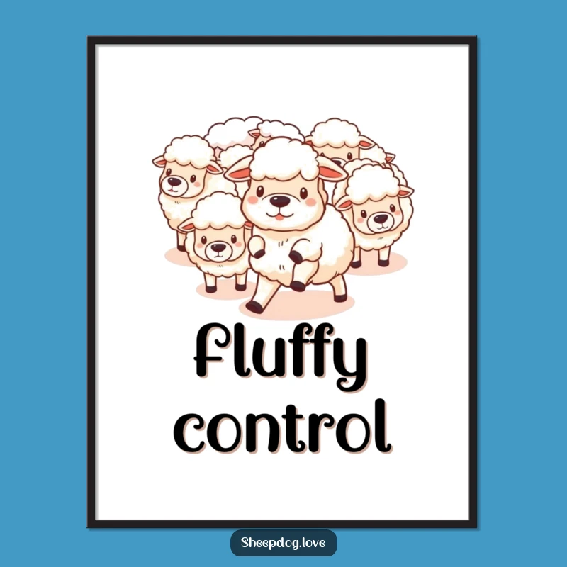 Funny Sheepdog Herding Digital Art: Farmyard Charm for Your Walls