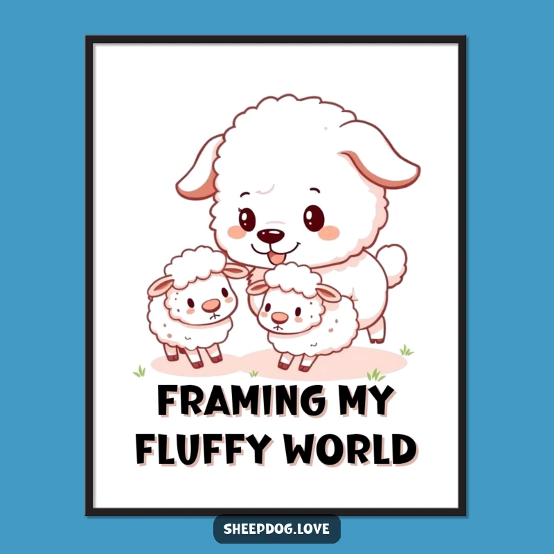 Funny Sheepdog Herding Digital Art: Playful Pup Print, Perfect Decor Gift