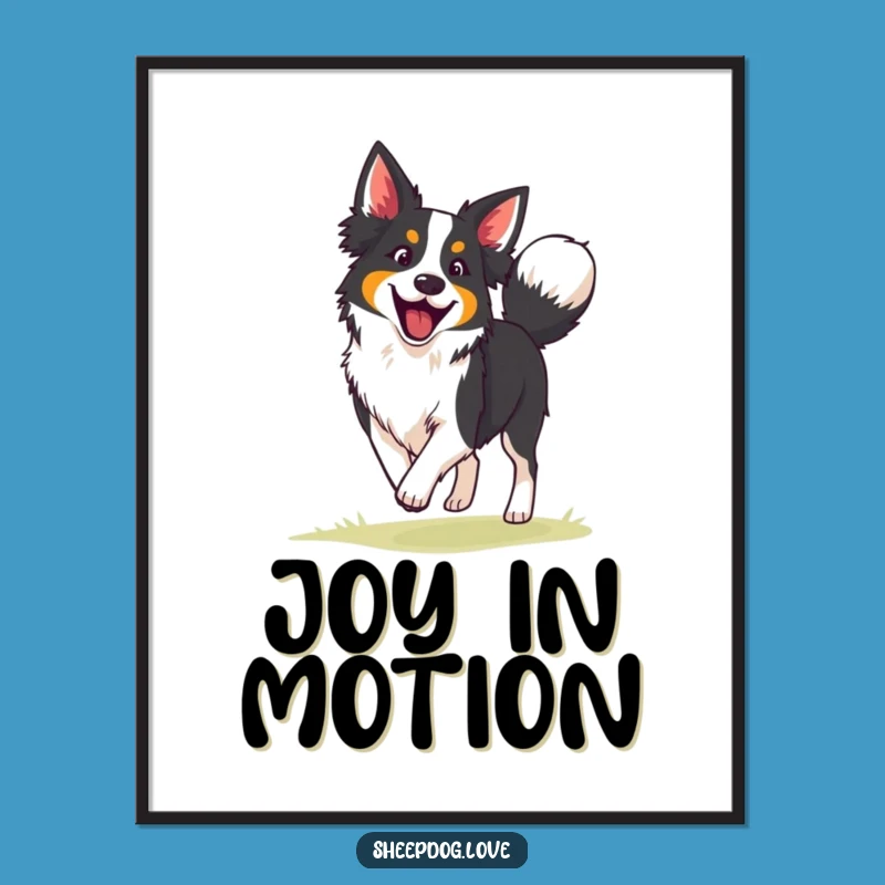 Funny Border Collie Digital Art: Enthusiastic Herder Dog Printable Gift