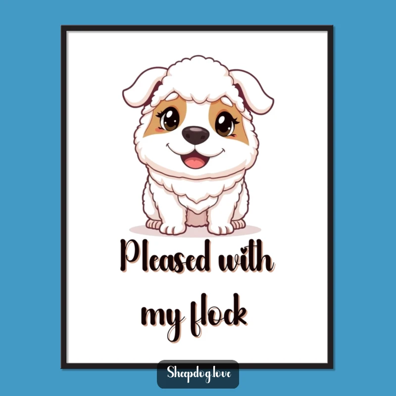 Funny Determined Sheepdog Digital Art - Instant Happy Resolve Wall Decor Gift