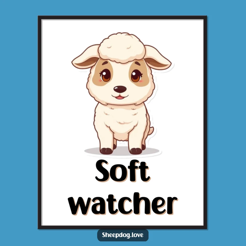 Funny Gentle Guard Sheepdog Digital Art - Instant Humorous Download