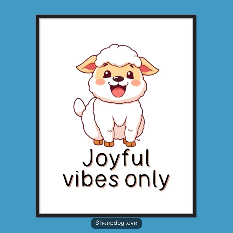 Funny Happy Sheepdog Digital Art: Enthusiastic Wagging Print, Perfect Gift