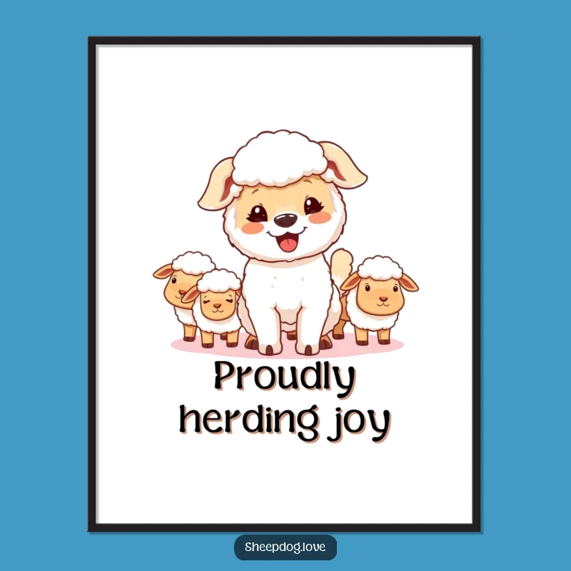 Funny Proud Sheepdog Digital Print: Instant Joyful Decor
