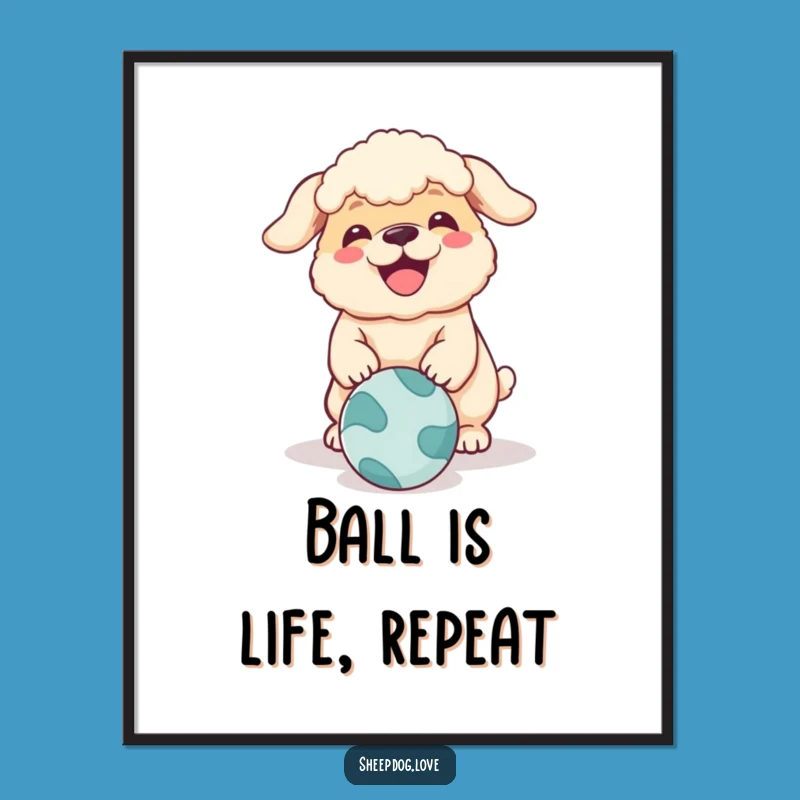 Funny Sheepdog Digital Art: Hilarious Dog Barking Print for Walls