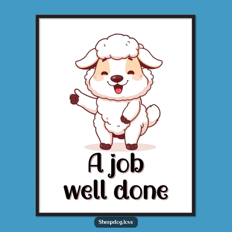Funny Sheepdog Digital Art: Proud Dog, Instant Heartwarming Decor