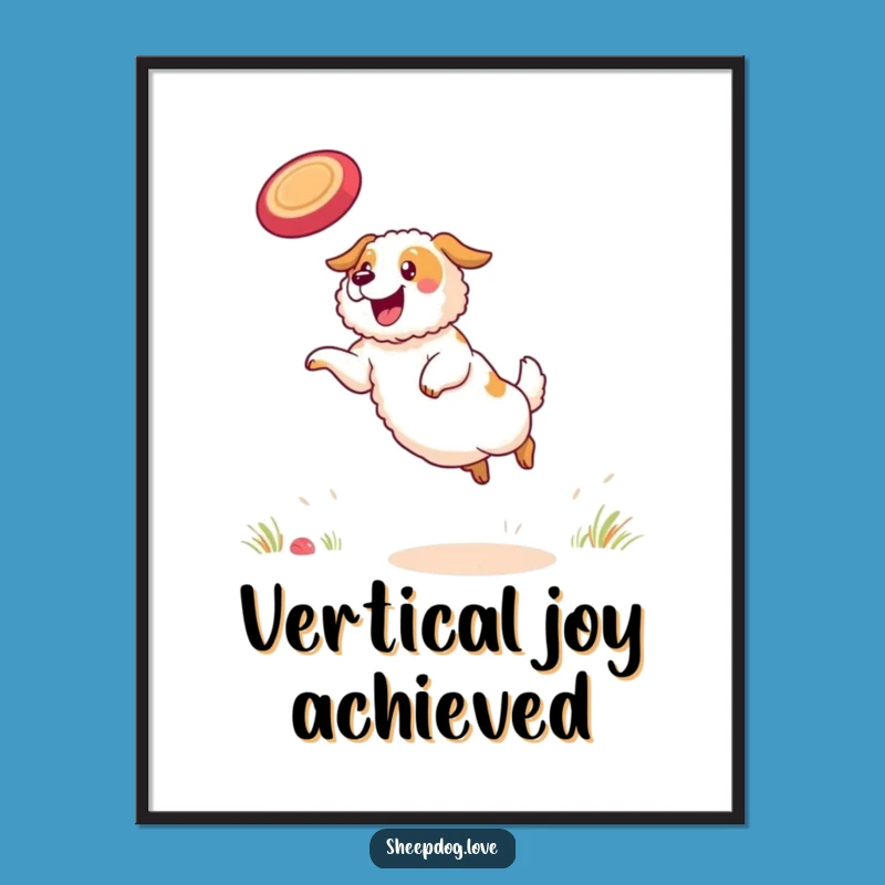 Funny Sheepdog Digital Print: Determined Athlete, Instant Funny Gift
