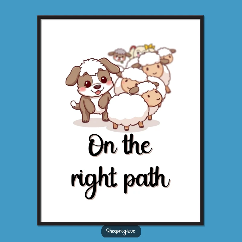Funny Sheepdog Digital Print: Playful Nudge, Instant Art Funny Gift