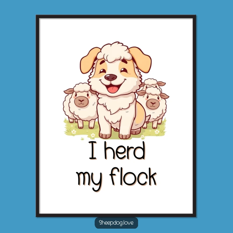 Funny Sheepdog Herding Digital Art - Instant Canine Charm