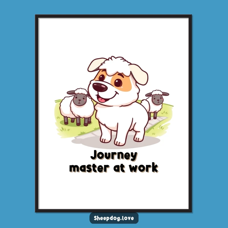 Funny Sheepdog Path Digital Print: Instant Determined Decor