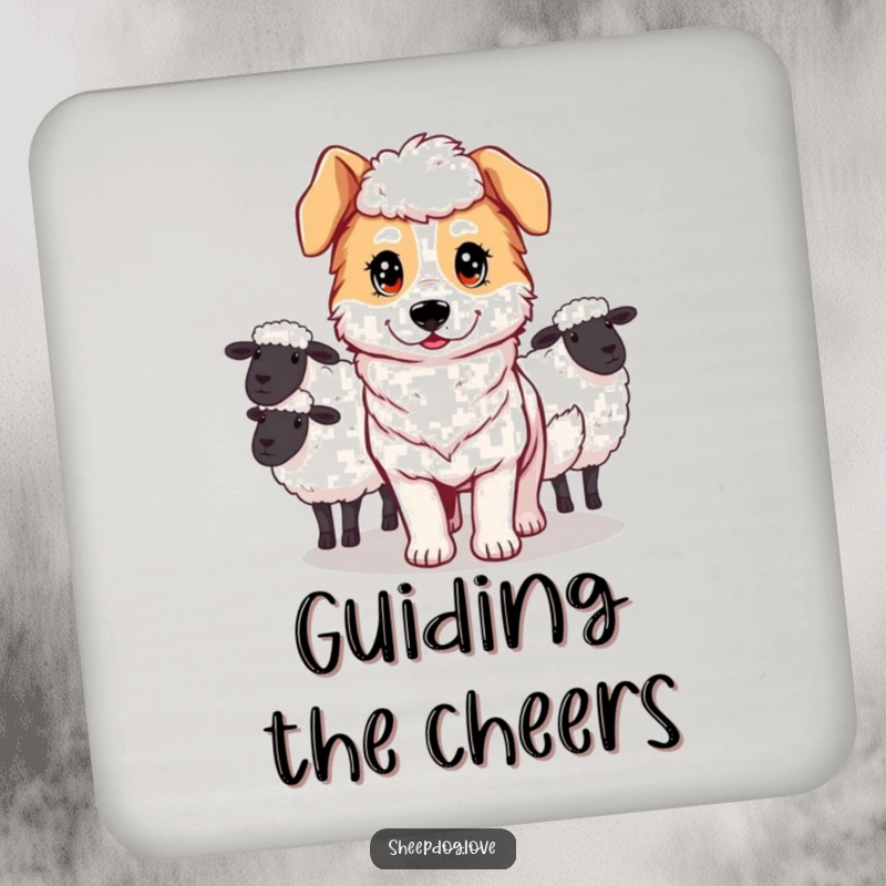Funny drink coasters with a determined sheepdog guiding sheep, adding a focused and humorous flair.