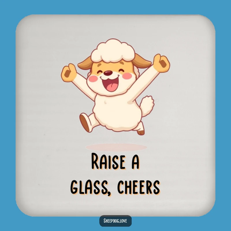 Funny Sheepdog Celebration Coaster: Protect Surfaces With Leap Flair - Cute Funny Gift!