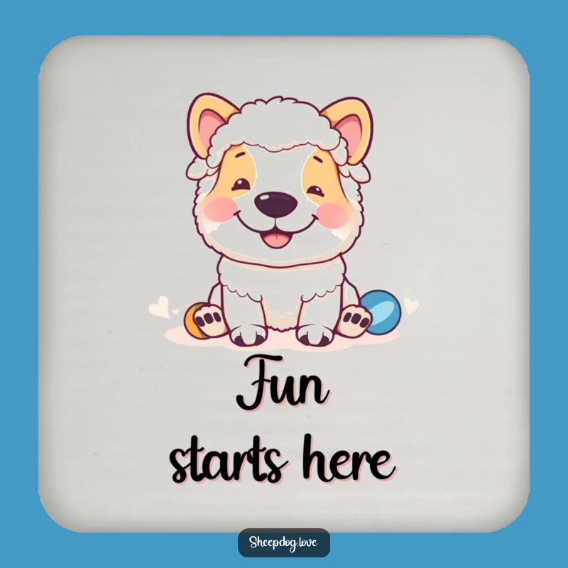 Funny Sheepdog Grin Coaster: Protect Tables with Hilarious Playtime Funny Gift