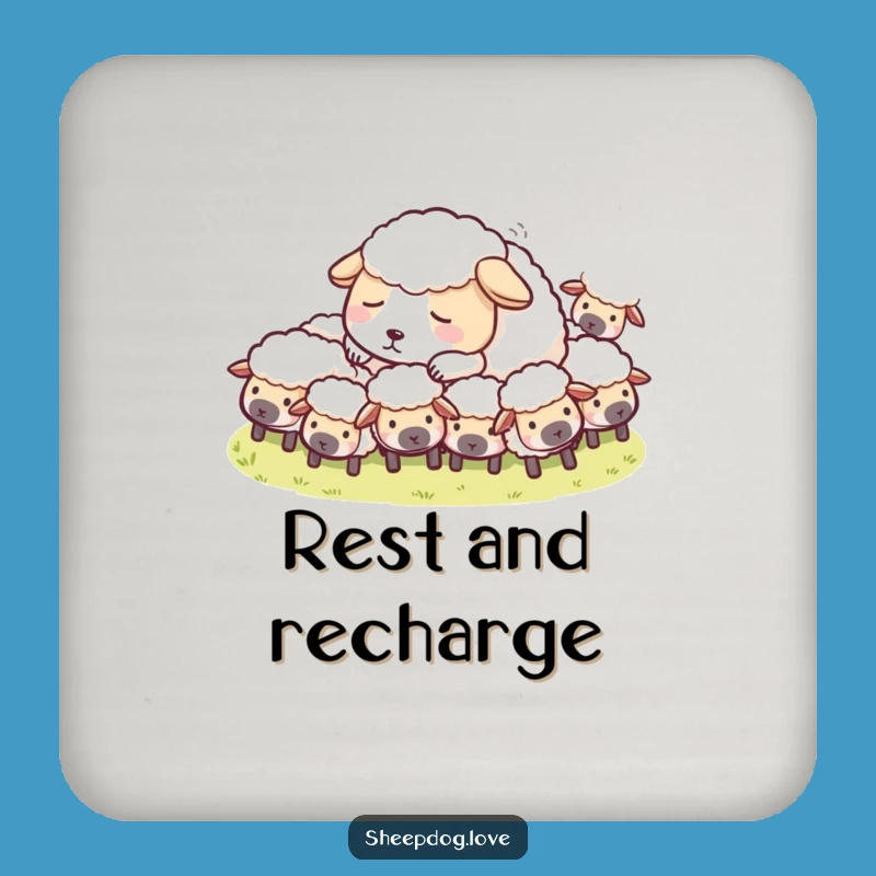 Funny Sheepdog Nap Coaster: Peaceful Shepherd Dog Table Gift