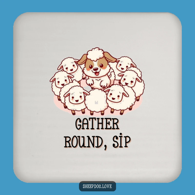 Funny Sheepdog Herding Drink Coaster - Hilarious Gift to Protect Surfaces with Cuteness