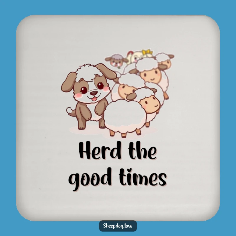 Funny Sheepdog Coaster: Playful Protector, Drink Saver Funny Gift