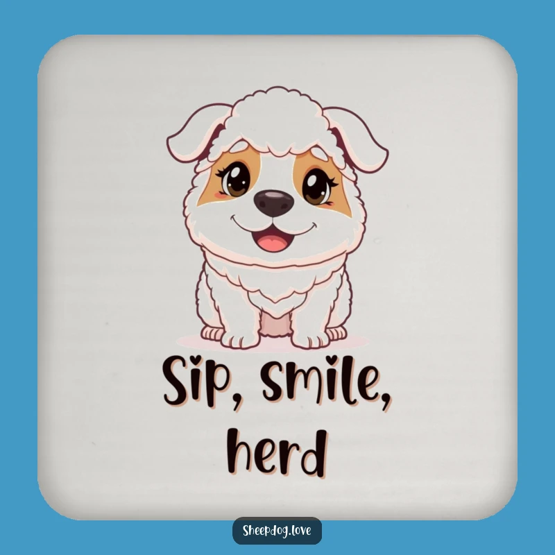 Funny Determined Sheepdog Coasters - Protect Surfaces with Happy Grit Gift