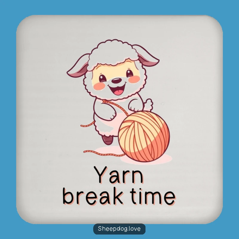 Funny Sheepdog Yarn Ball Coasters: Protect Surfaces with Canine Cuteness