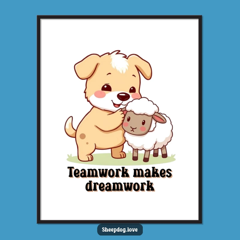 Funny Sheepdog Herder Poster: Art Celebrating Canine Guidance