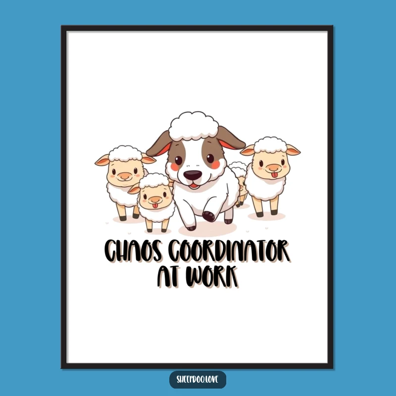 Funny Sheepdog Herding Poster - Hilarious Farm Art for Wall Decor Gift