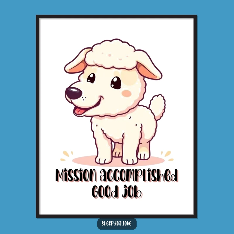 Funny Sheepdog Victory Poster: Celebrate Success with Art