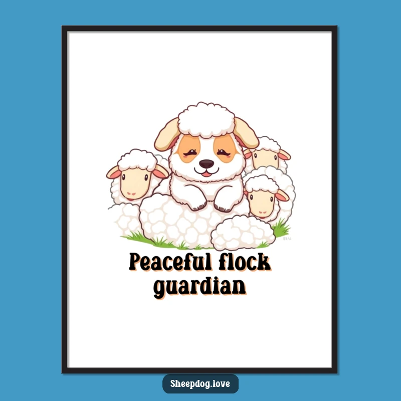Funny Sheepdog Poster: Adorable Herder's Hilarious Scene Funny Gift