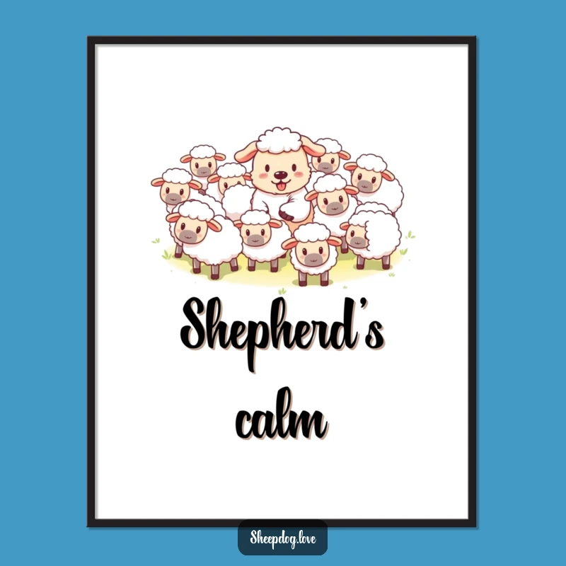 Funny Sheepdog Herding Poster: Whimsical Wall Art for Dog Lovers