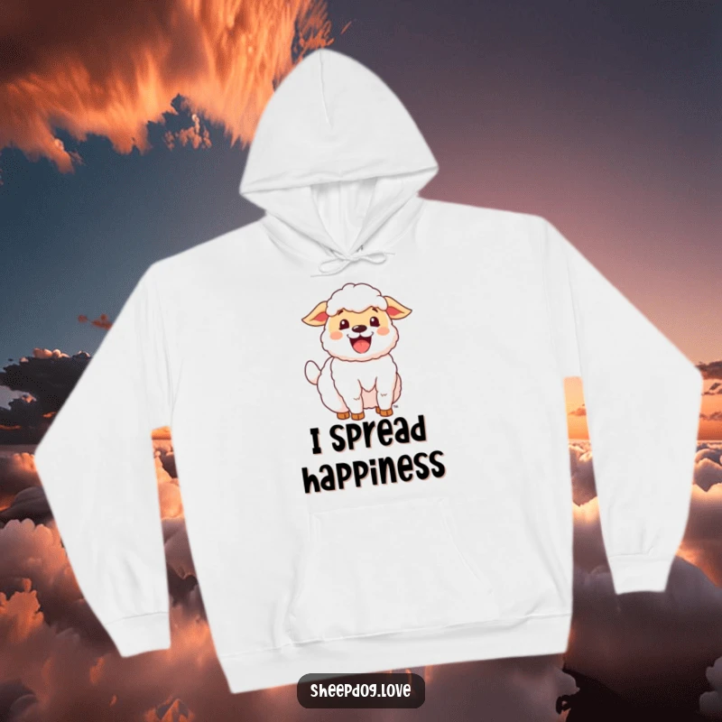 Funny Happy Sheepdog Hoodie featuring a delighted sheepdog with its tail wagging enthusiastically, perfect for cozy days.
