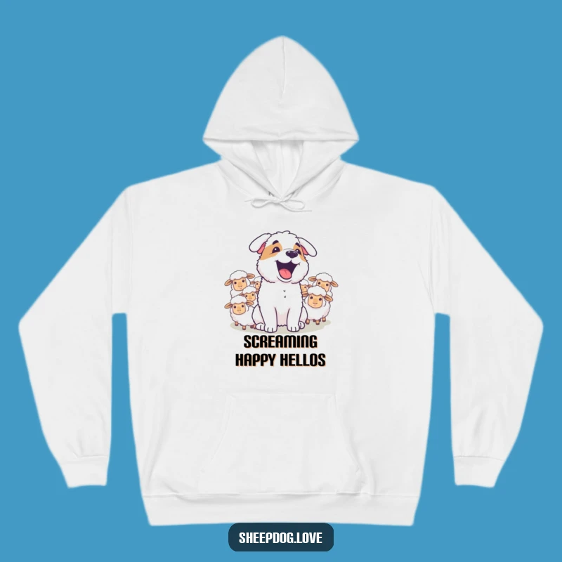 Cozy Funny Joyful Sheepdog Barking Hoodie - Warm Humorous Dog Gift