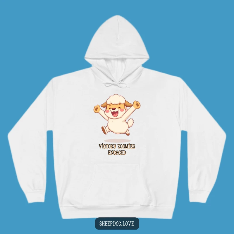 Funny Sheepdog Celebration Hoodie: Cozy Victory Leap - Ultimate Funny Gift!