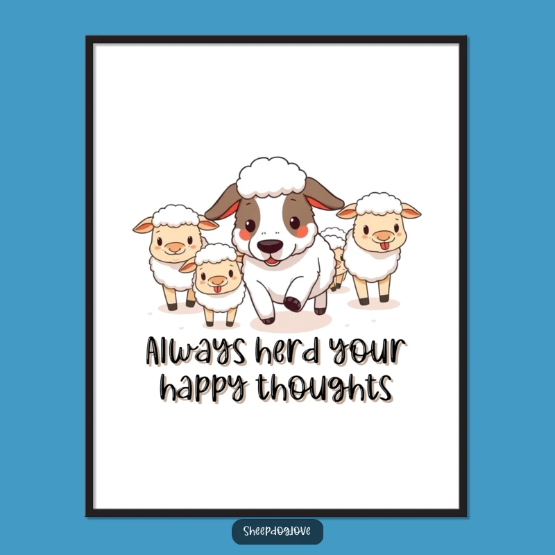 Free Printable Funny Sheepdog Wall Art: Herding Sheep Laughs Downloadable Home Decor